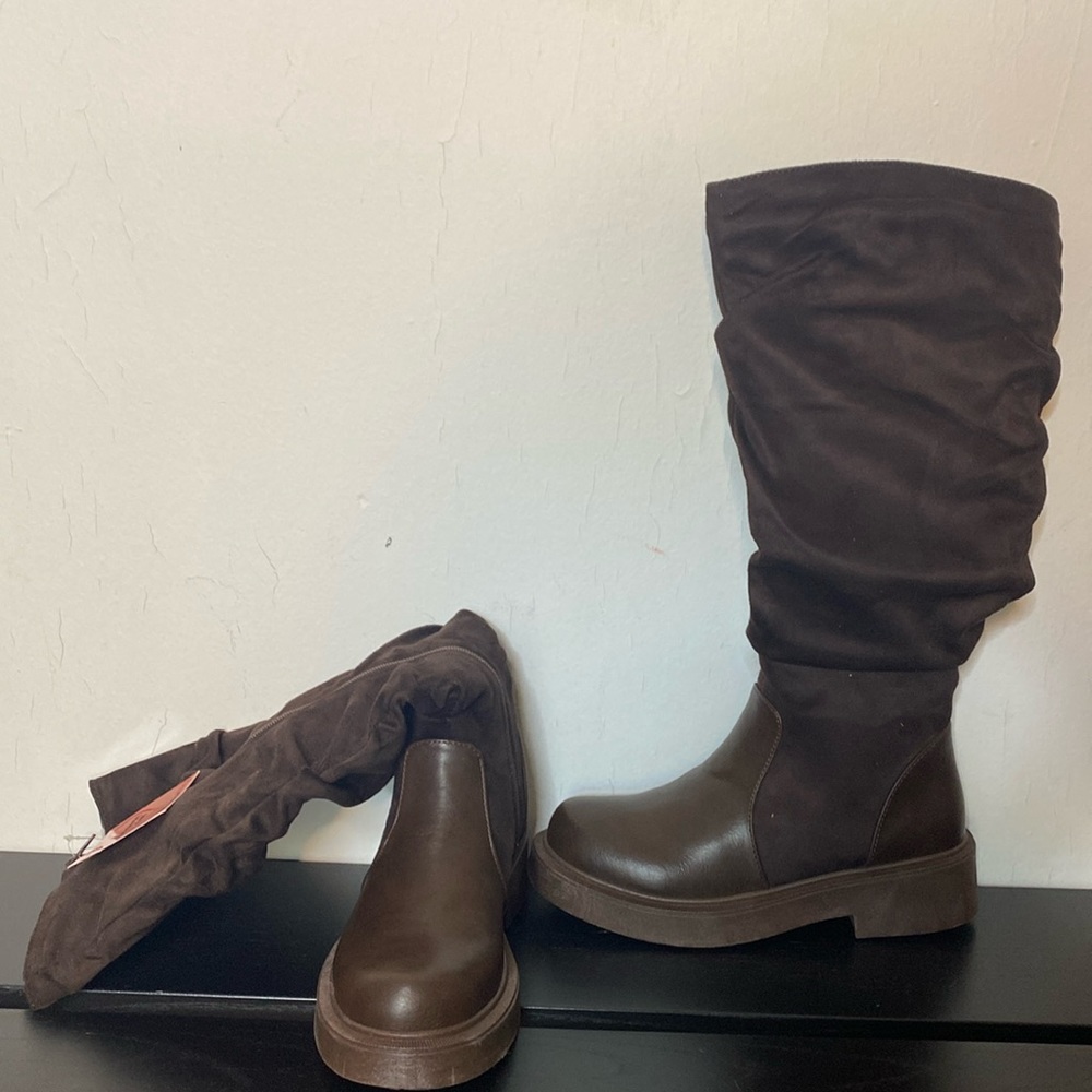 Brown wide calf boots
